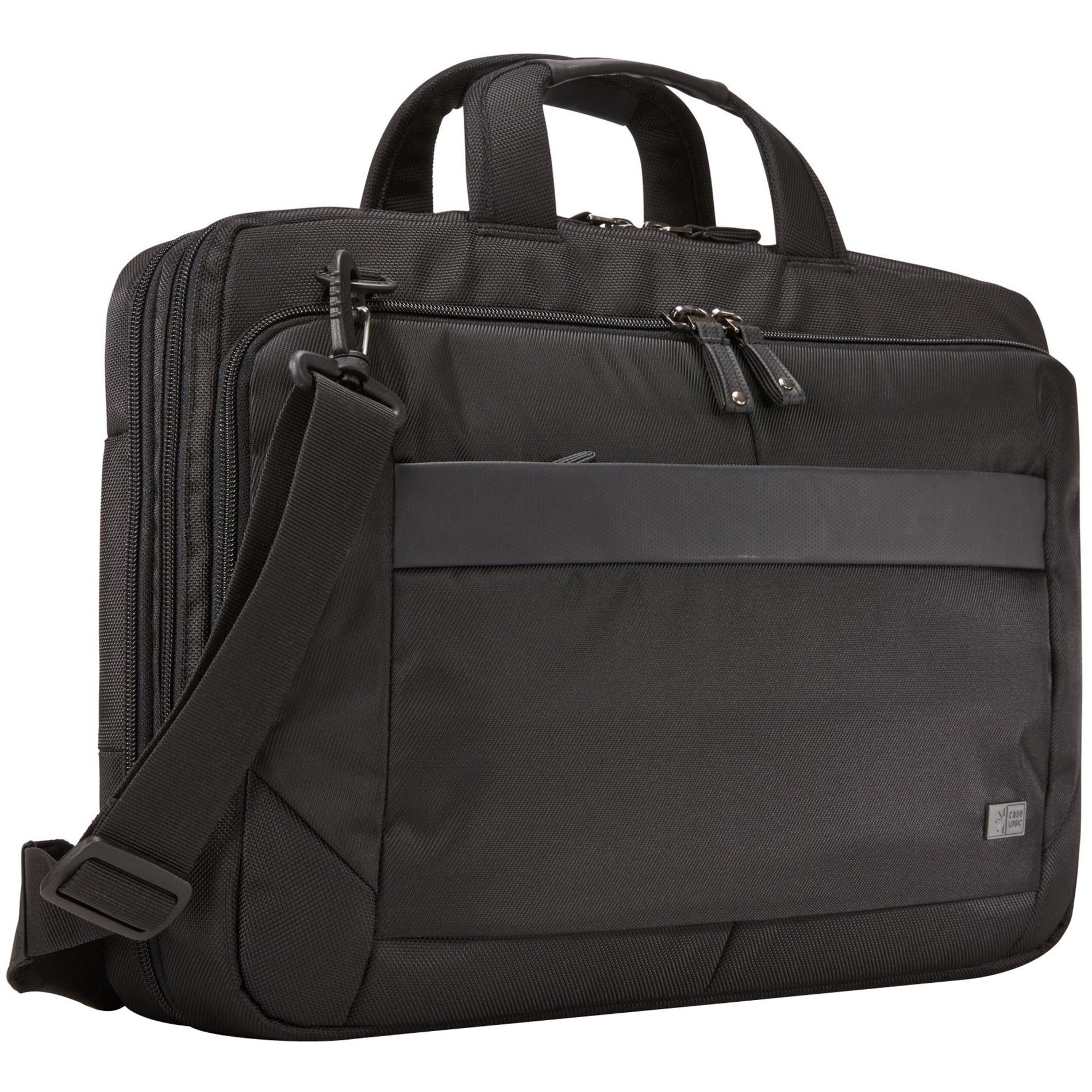 Black nylon Case Logic briefcase with padded laptop compartment and shoulder strap-alternate-image1