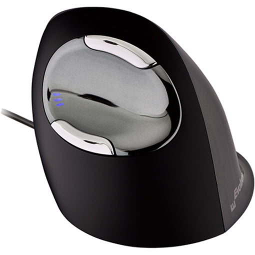 Top view of Evoluent vertical mouse showing button layout and LED speed indicators