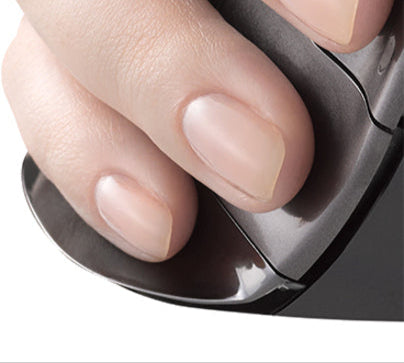 Detailed view of VerticalMouse D grip surface and extended lip design for enhanced control