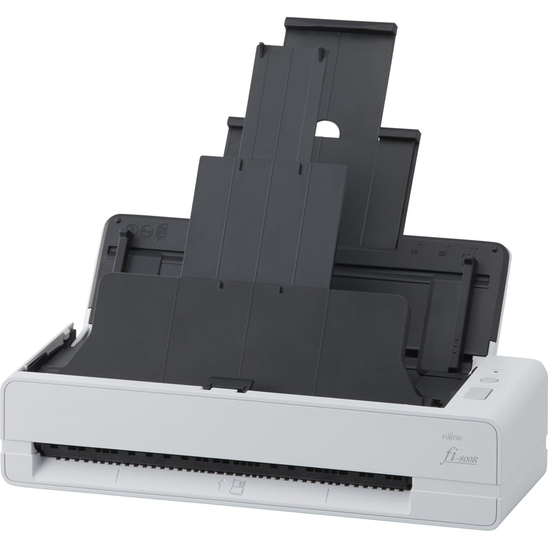 Fujitsu fi-800R scanner with extended document feeder showing adaptable feeding system