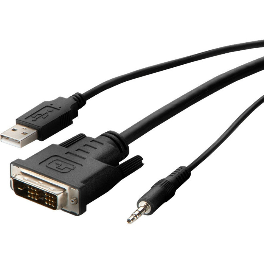 Detailed view of DVI connector, USB port, and audio jack on Belkin KVM cable-alternate-image2