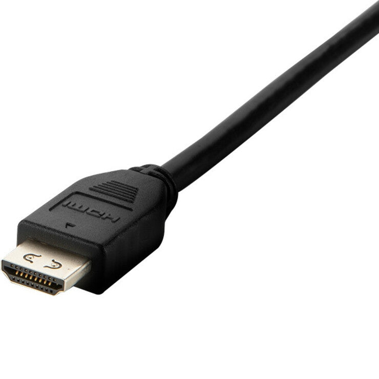 Detailed view of Belkin KVM cable's HDMI connector with gold-plated contacts