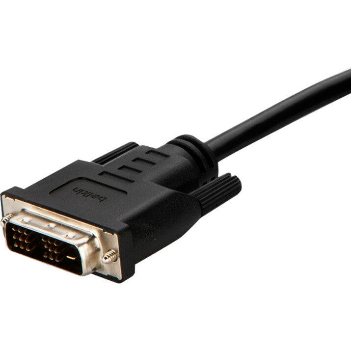 Close-up view of Belkin KVM cable's gold-plated DVI connector end-alternate-image2