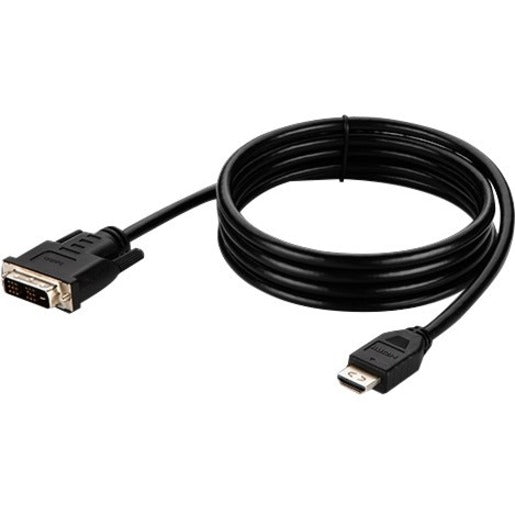 Belkin HDMI to DVI KVM cable showing full length with black jacket and gold-plated connectors