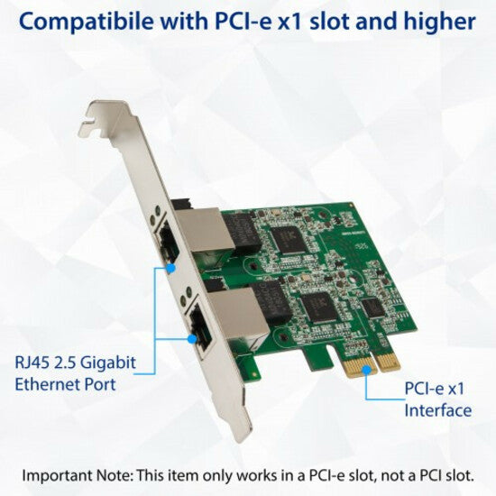 SYBA SD-PEX24066 Dual 2.5 Gigabit Ethernet PCI-e x1 Network Card, High-Speed Internet Connectivity