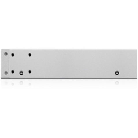 Side view of UniFi USW-24-POE switch emphasizing compact depth and mounting options