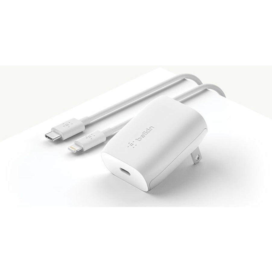 Belkin F7U096DQ04-WHT BOOST CHARGE USB-C Wall Charger 18W + USB-C to Lightning Cable, Fast Charging for iPhone and iPad