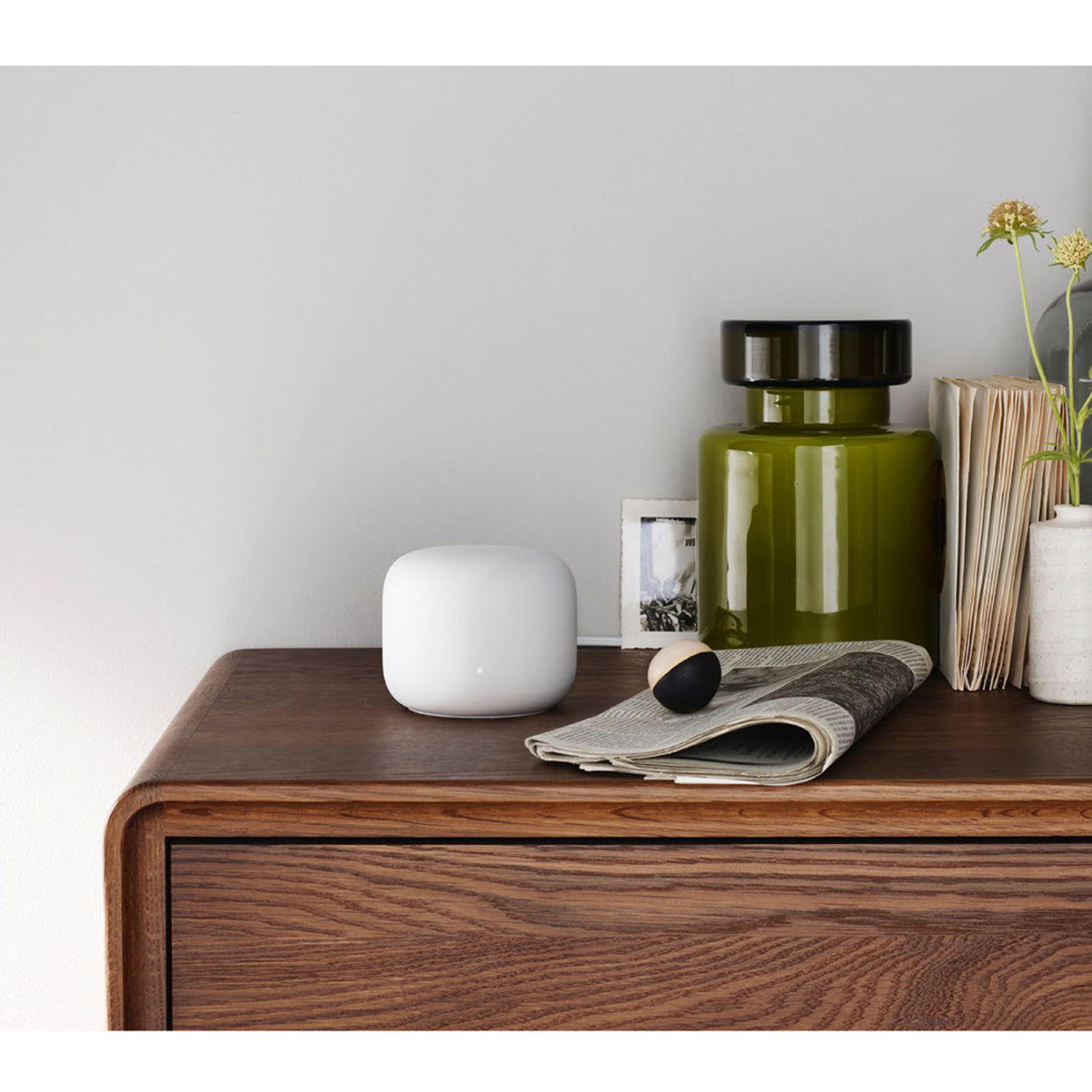 Nest Wifi router on wooden furniture with decorative items-alternate-image6