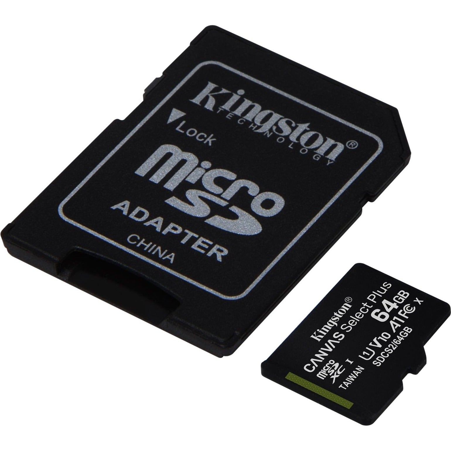 Kingston SDCS2/64GB Canvas Select Plus microSD-kaart met Android A1 Prestatieklasse 64GB opslag 100MB/s Leessnelheid