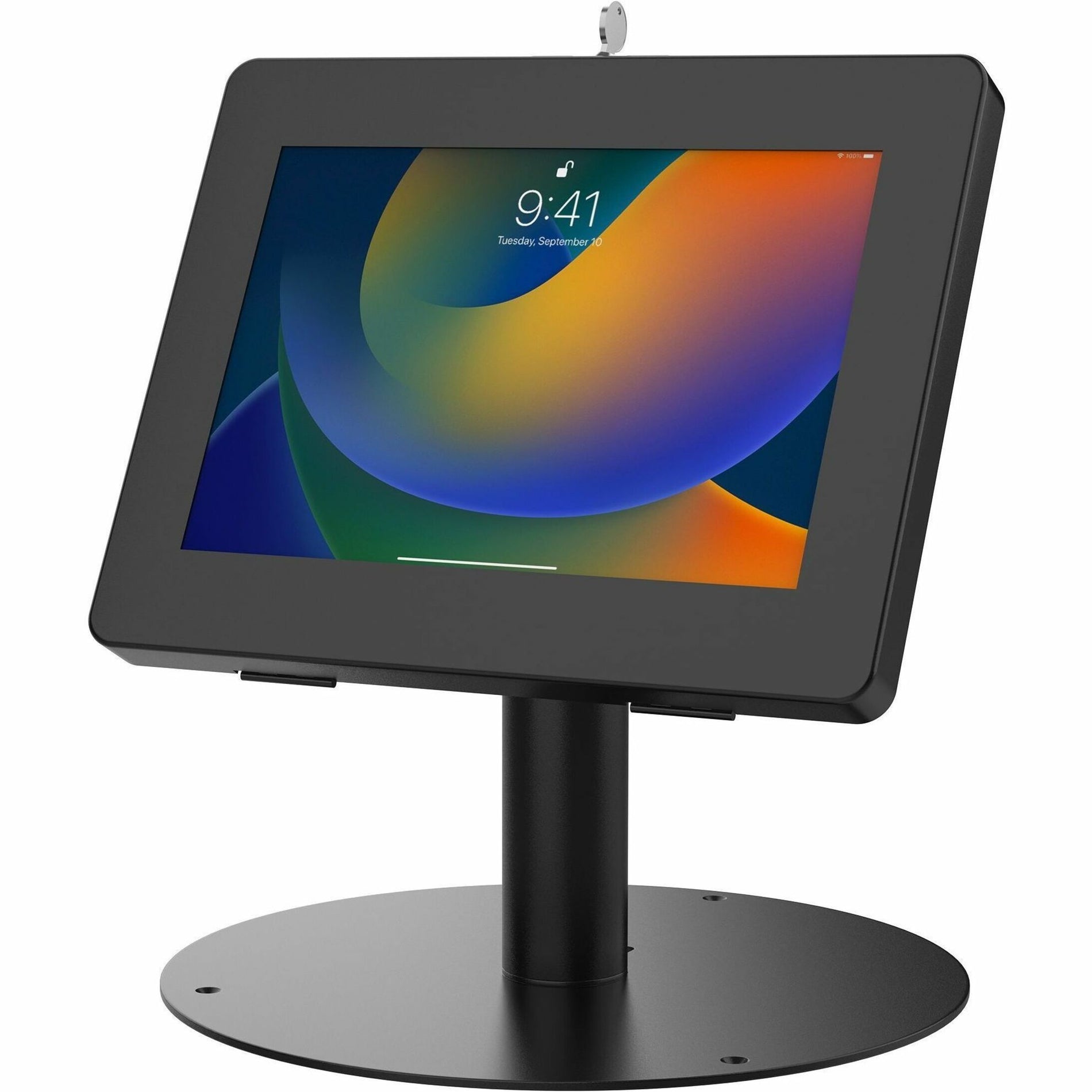 CTA Digital PAD-HSKSB Hyperflex Sicherheits-Kiosk-Ständer für Tablets (Schwarz) Rutschfest 360° Drehung Robust 360° Drehbare Basis