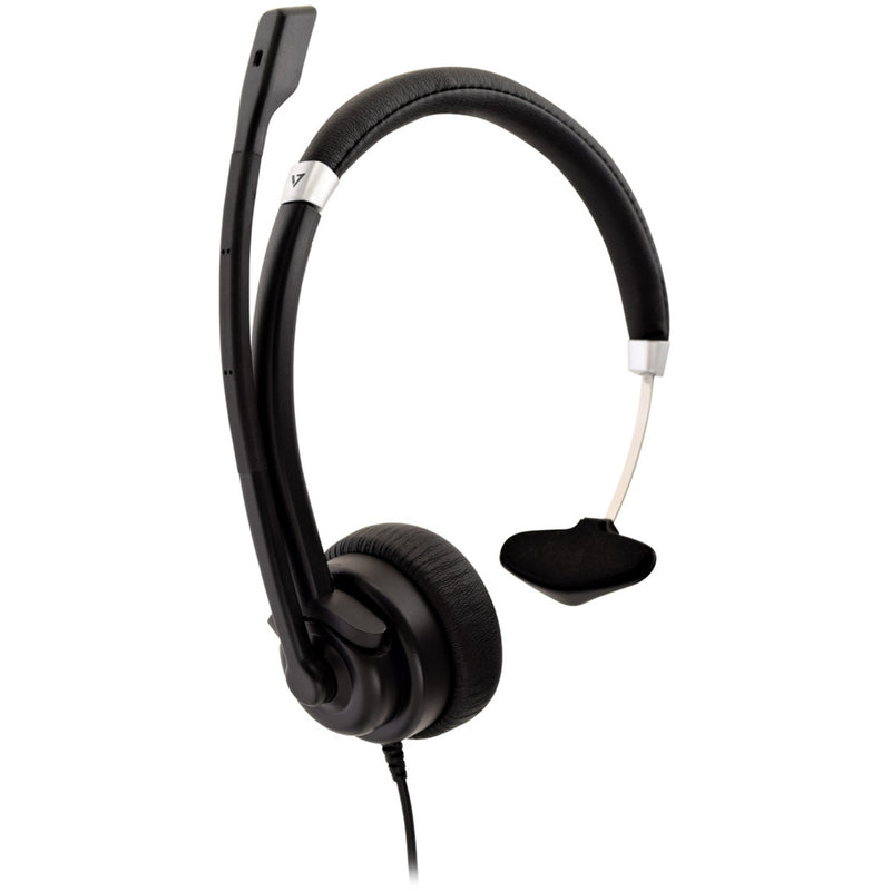 V7 HA401 headset showing clean lines and professional design elements from diagonal view