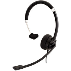 V7 Deluxe HA401 Mono Headset, Over-the-head Wired with Noise Cancelling Microphone, Echo Cancelling, Omni-directional Boom Mic, 3.5mm Connection, RoHS Compliant, Black/Silver (2 Year Warranty)