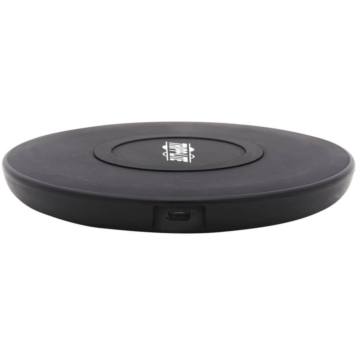 Side view of Tripp Lite wireless charger showing slim profile and USB port-alternate-image3