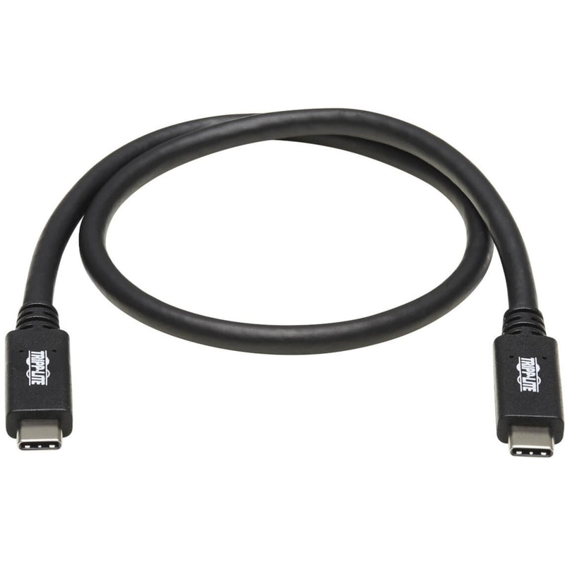 Full length view of Tripp Lite USB-C cable showing both connectors and cable flexibility