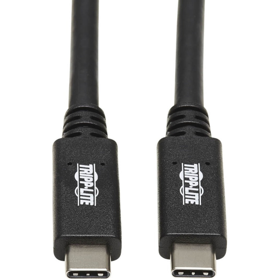 Close-up view of Tripp Lite USB-C connectors showing gold-plated contacts and branded housing-alternate-image1