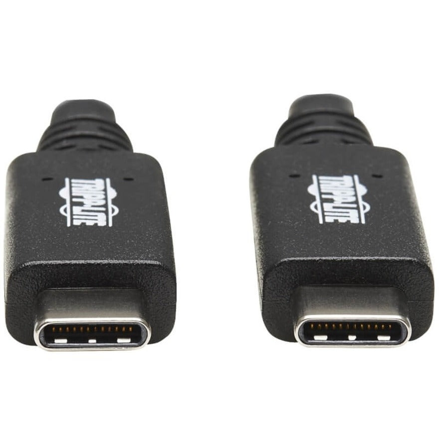 สาย USB-C ถึง USB-C (M/M) ของ Tripp Lite U420-20N-G2-5A - USB 3.1 Gen 2 10 Gbps Thunderbolt 3 20 นิ้ว ย้อนกลับได้ ชาร์จไฟ เสียบแล้วใช้งานได้เลย