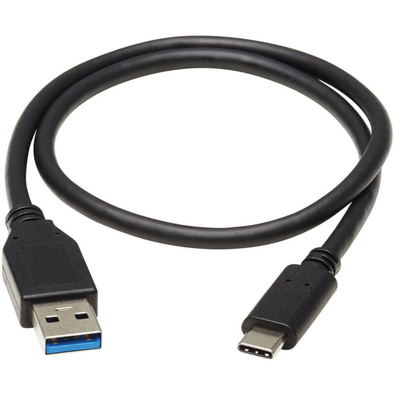 Full length view of the 20-inch USB-C to USB-A cable showing both connectors and cable flexibility