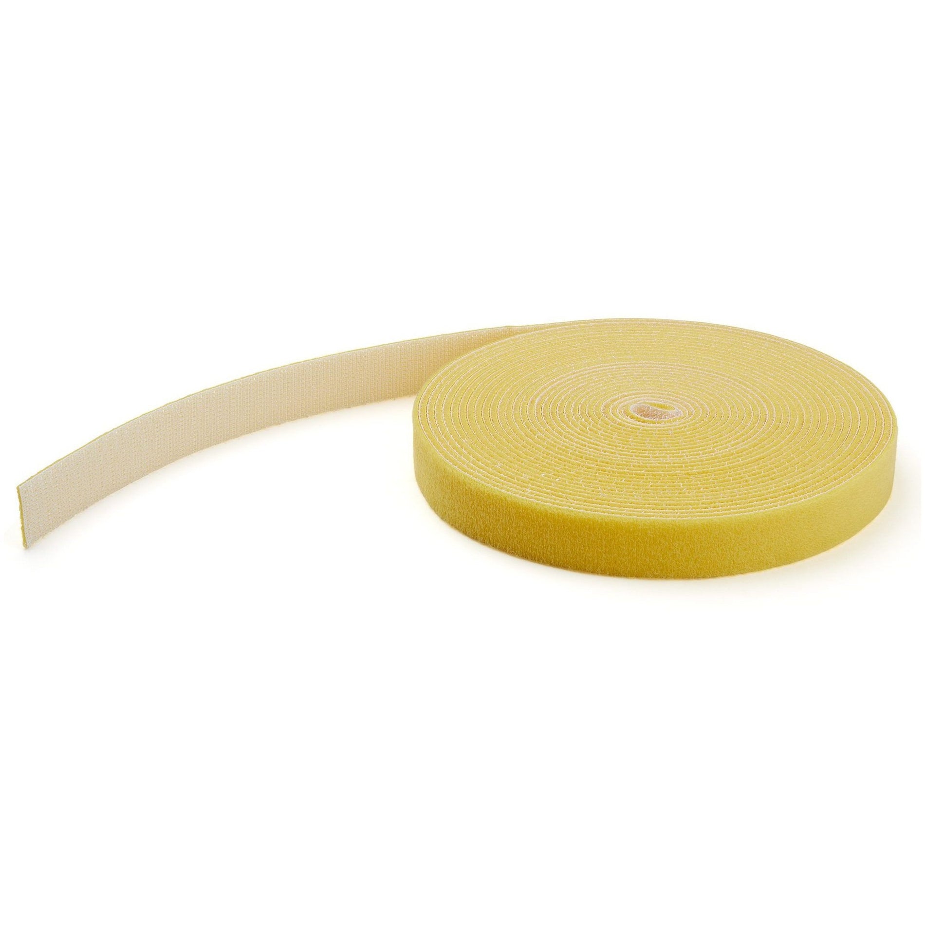 Yellow hook and loop cable management roll shown partially unrolled against white background-alternate-image1