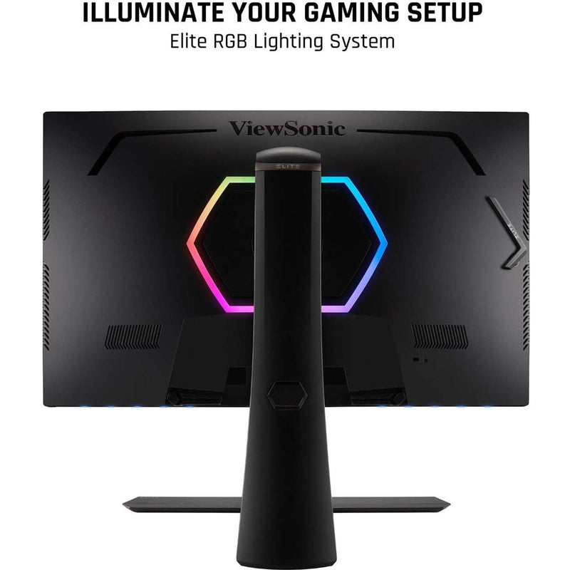 Back view of monitor showing RGB lighting system in action