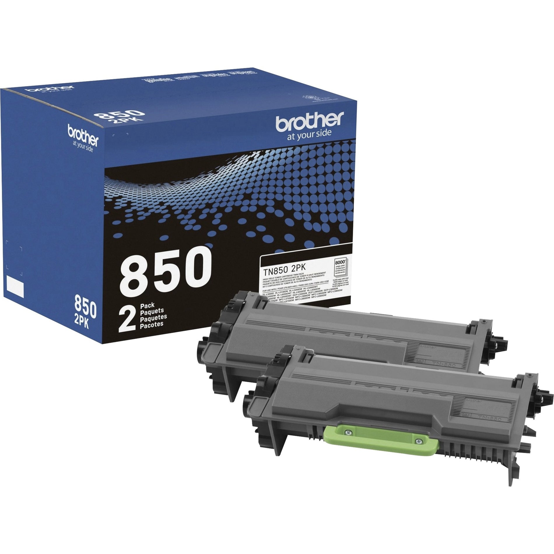 Brother TN8502PK High-Yield Toner Cartridge, 2-Pack, 8000 Pages Black
