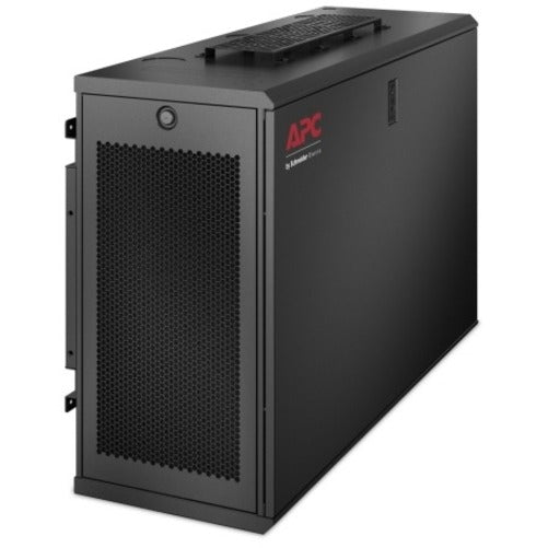 Angled perspective of APC NetShelter WX 6U wall-mount cabinet showing overall dimensions and mounting features-alternate-image2