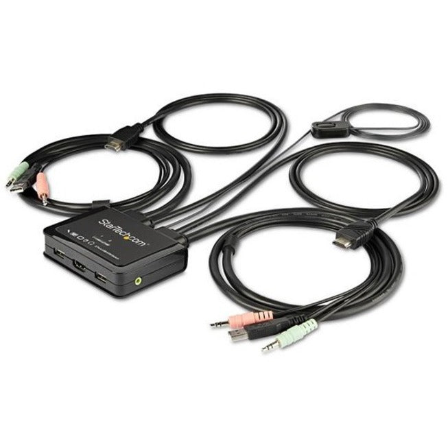 StarTech.com 2-port HDMI KVM switch with multiple integrated cables for audio and USB connections