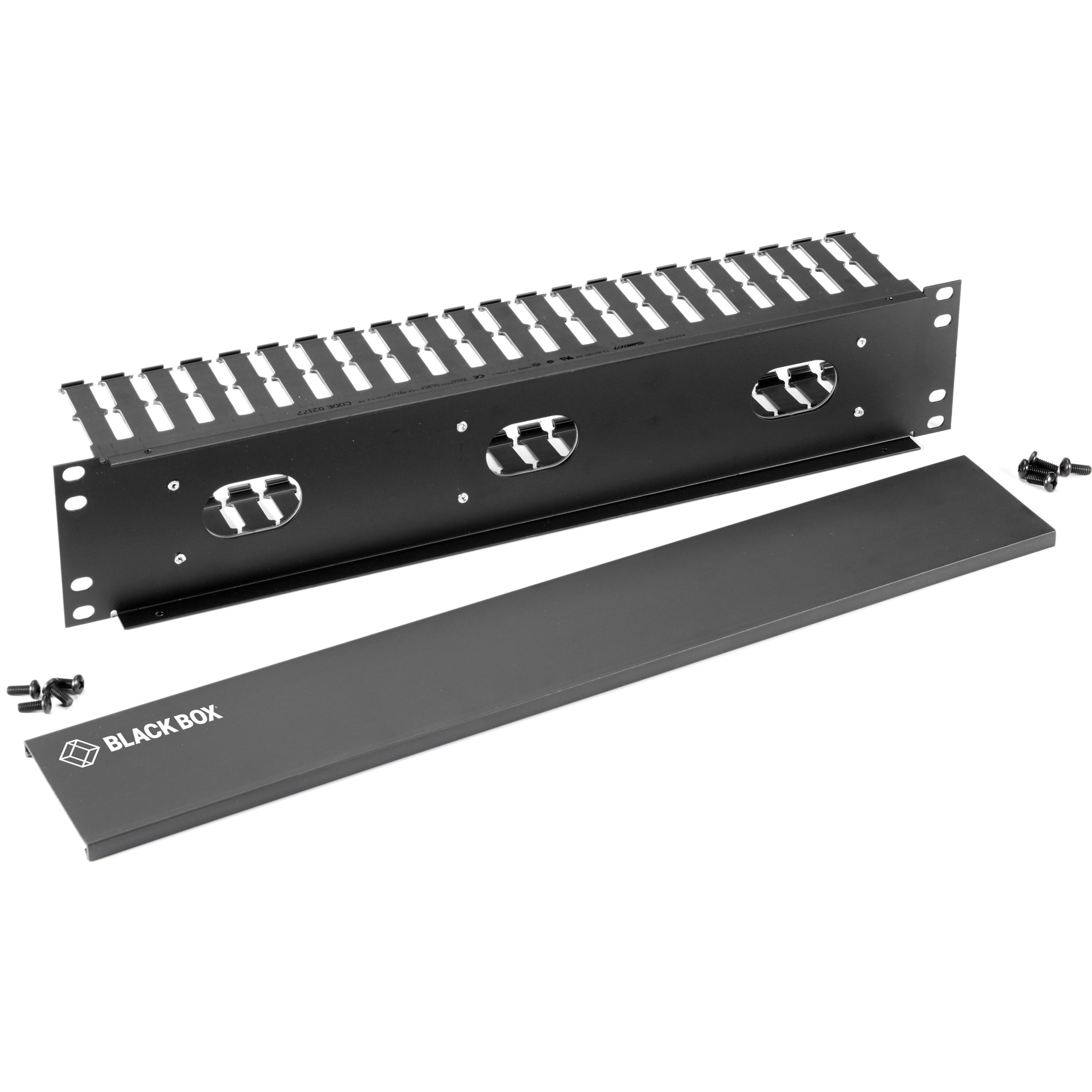 黑匣子 RMT102A-R4 横向 IT 机架安装的电缆管理器 - 2U， 19"， 单面， 黑色， 符合TAA标准 牌子名称：黑匣子