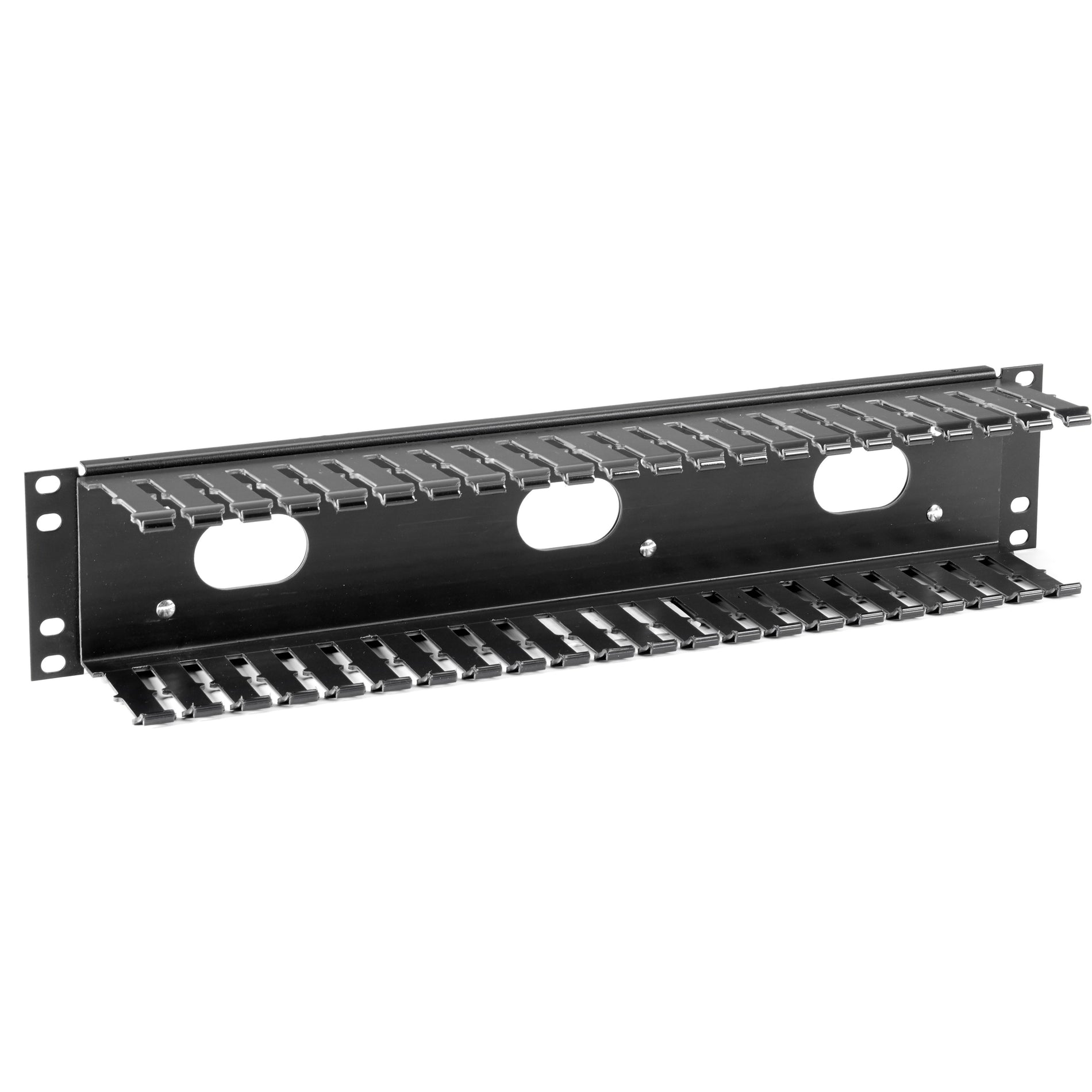 Black Box RMT102A-R4 Horizontal IT Rackmount Cable Manager - 2U, 19", Single-Sided, Black, TAA Compliant