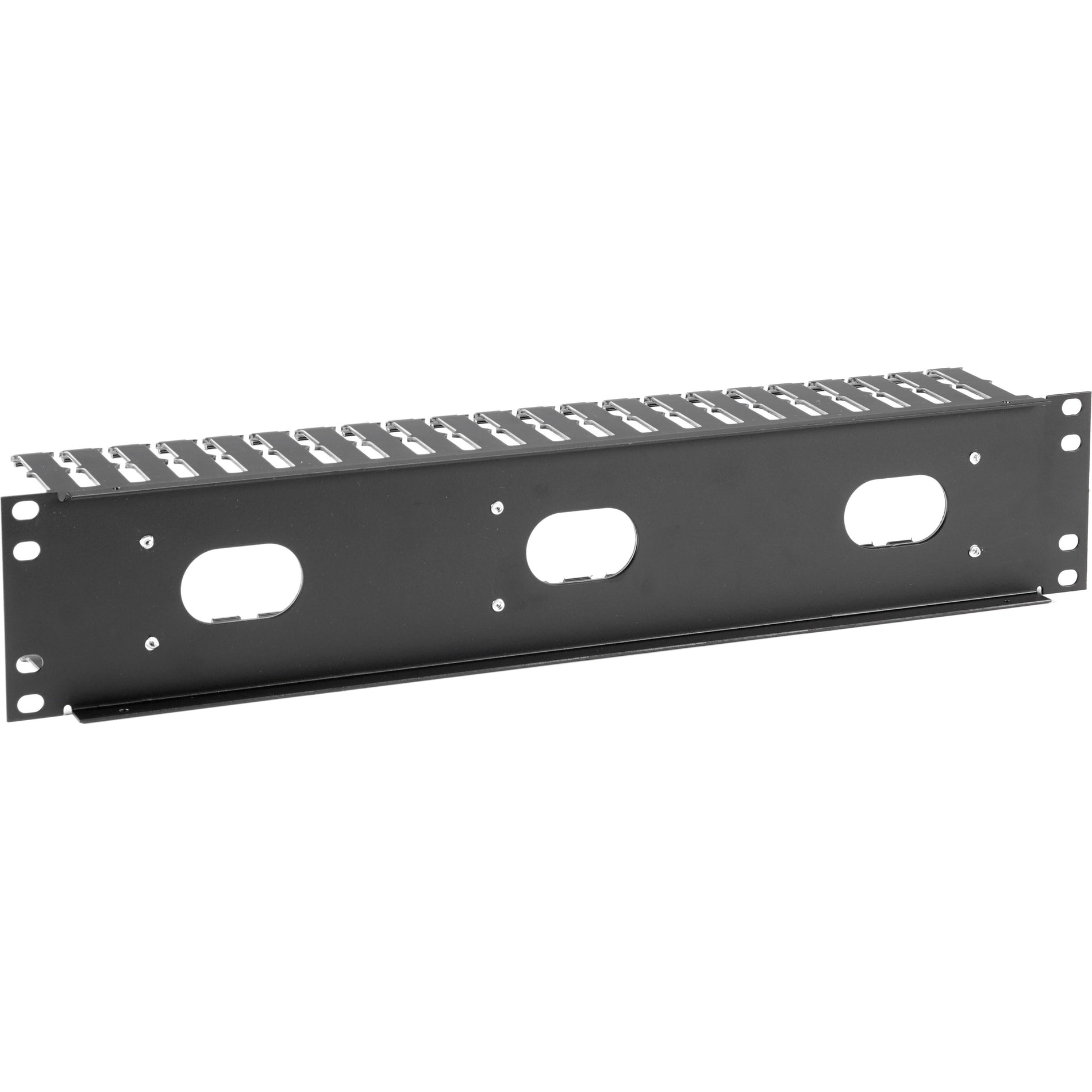 Black Box RMT102A-R4 Horizontal IT Rackmount Cable Manager - 2U, 19", Single-Sided, Black, TAA Compliant