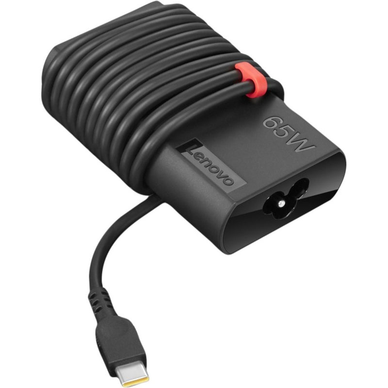 Lenovo ThinkPad 65W Slim AC Adapter with USB-C connector and ribbed cable management design