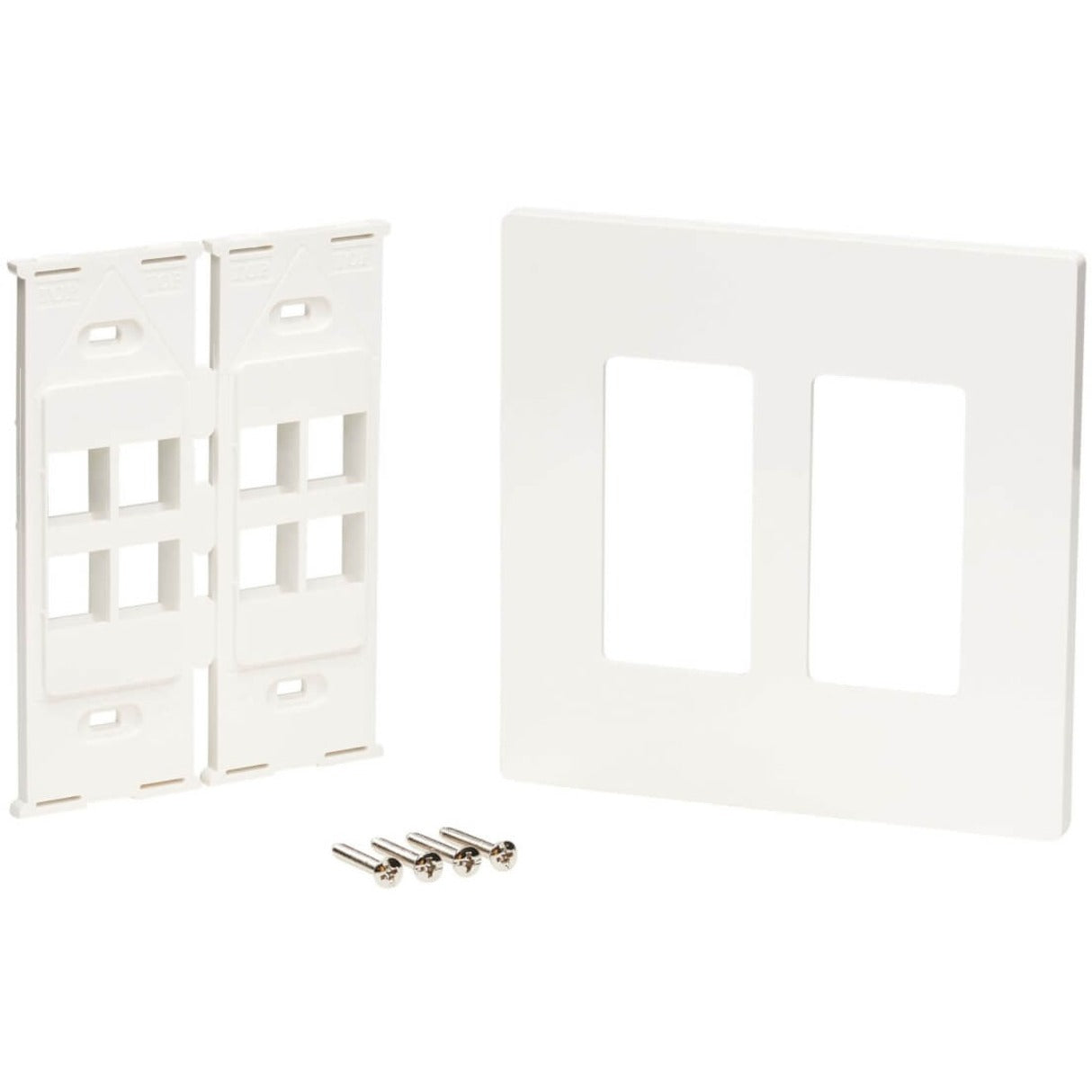 Tripp Lite N080-208 8-Port Keystone Double-Gang Faceplate, White, TAA Compliant