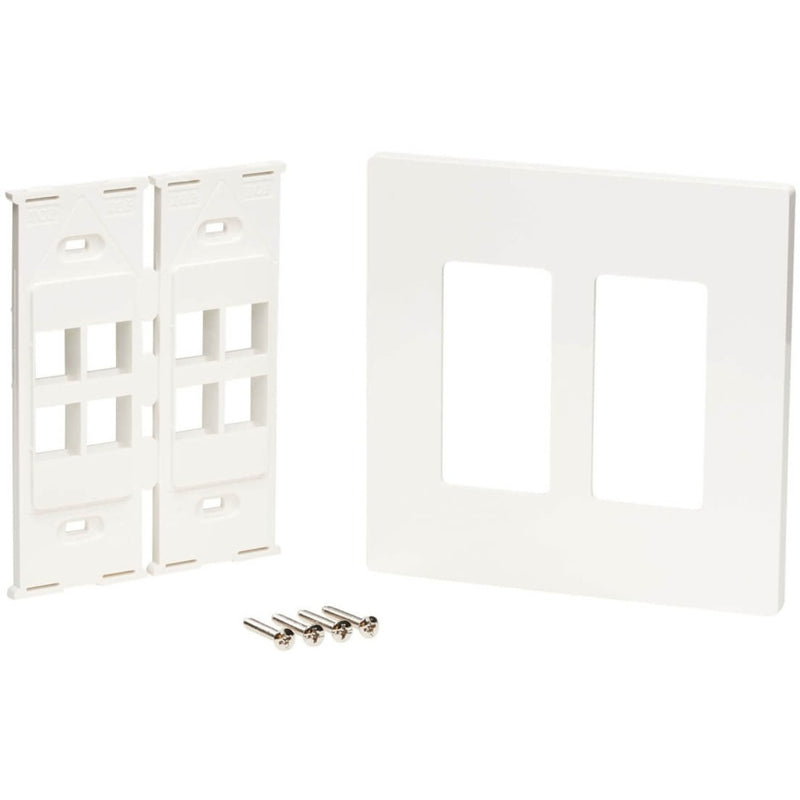 Complete wall plate kit showing faceplate components and mounting hardware