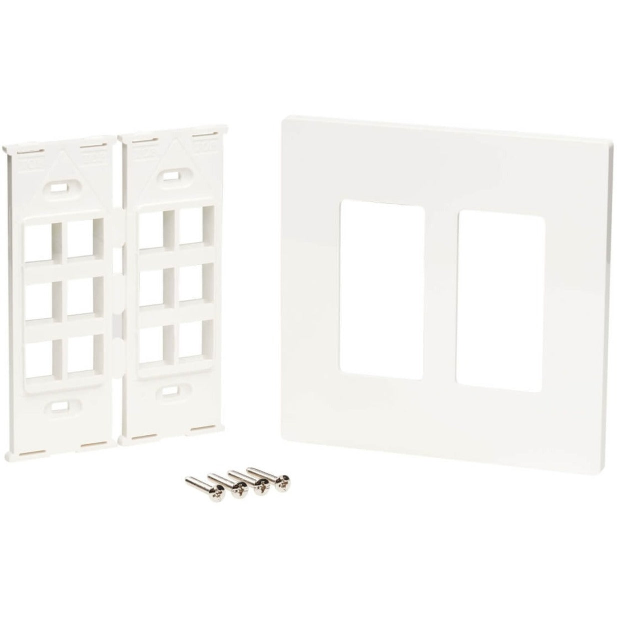 Complete wall plate kit showing faceplate components, mounting hardware, and installation screws-alternate-image4