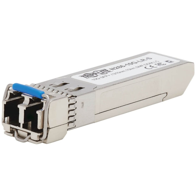 Side view of Tripp Lite N286-10G-LR-S SFP+ transceiver module showing LC duplex connector