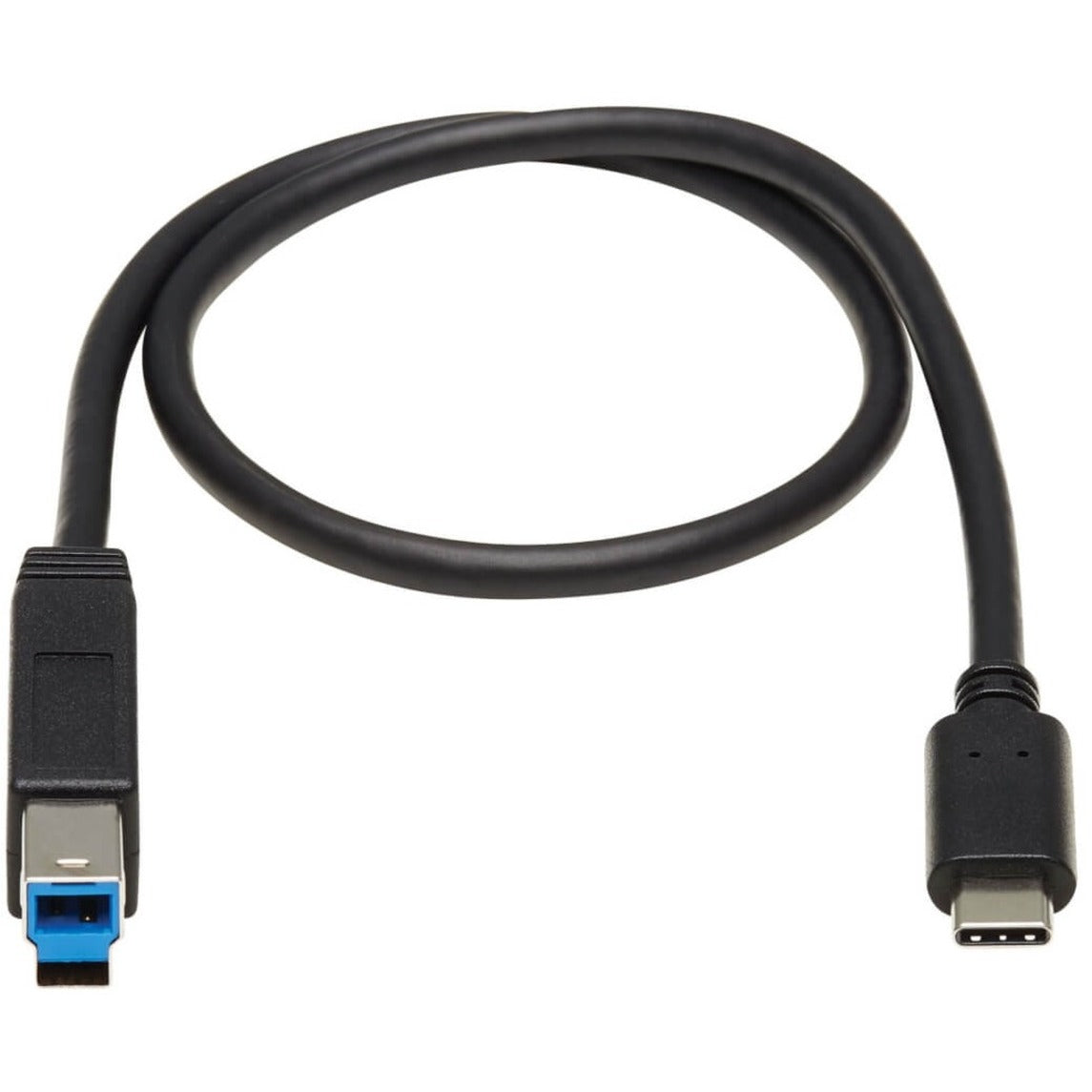 Full length view of the 20-inch USB-C to USB-B cable showing both connectors and cable flexibility-alternate-image2