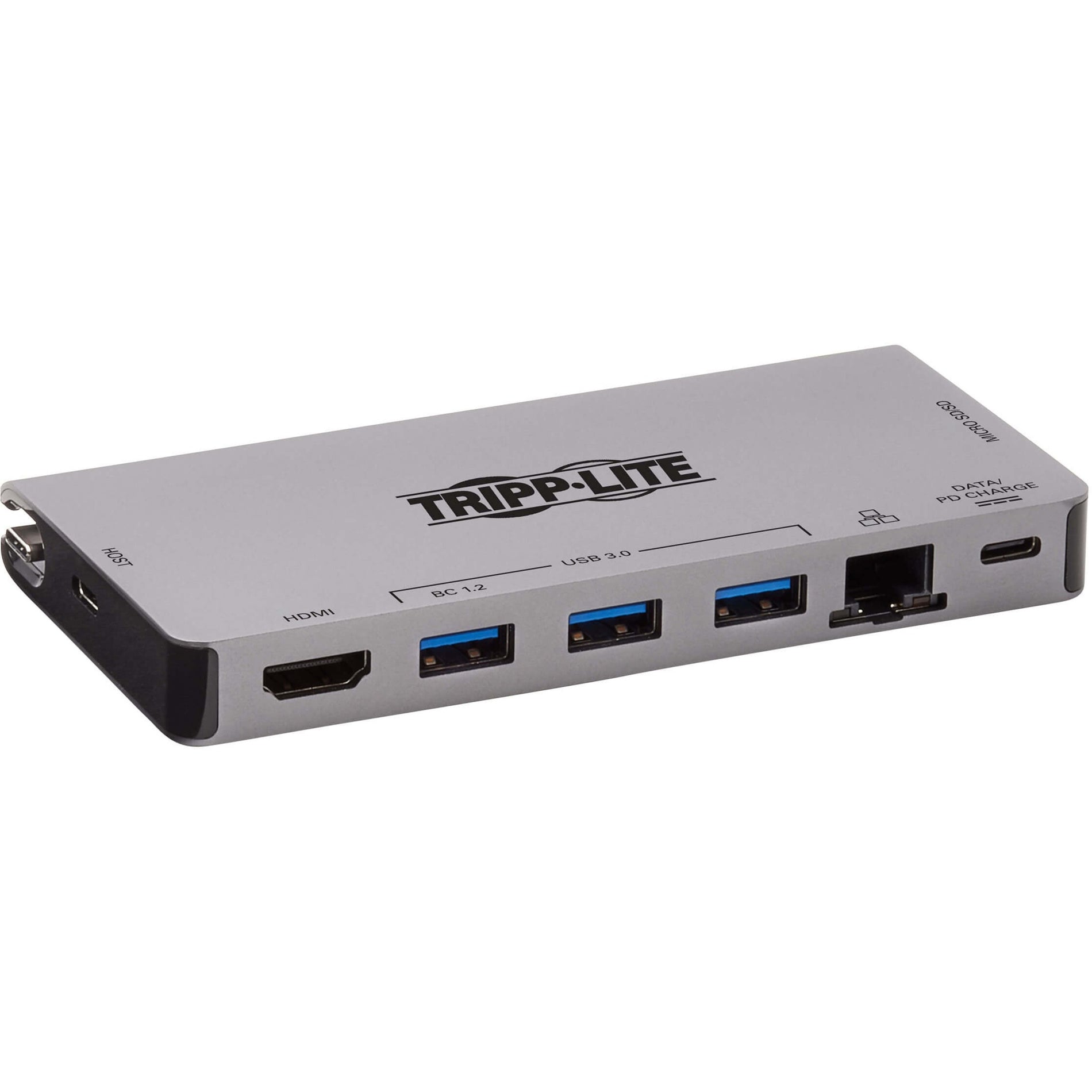 Angled view of Tripp Lite docking station showing all ports and sleek design-alternate-image4