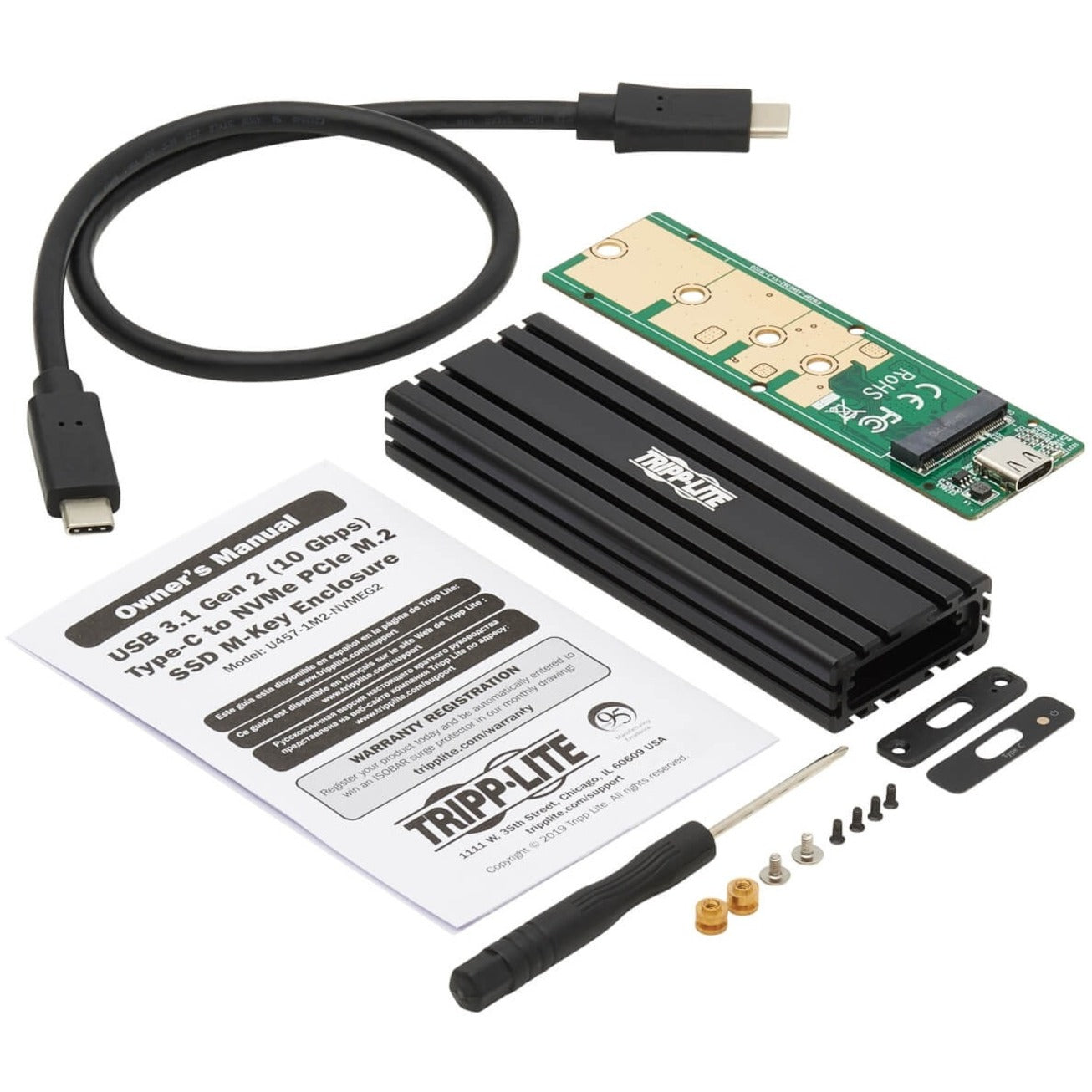 Tripp Lite U457-1M2-NVMEG2 USB-C to M.2 NVMe SSD Enclosure Adapter