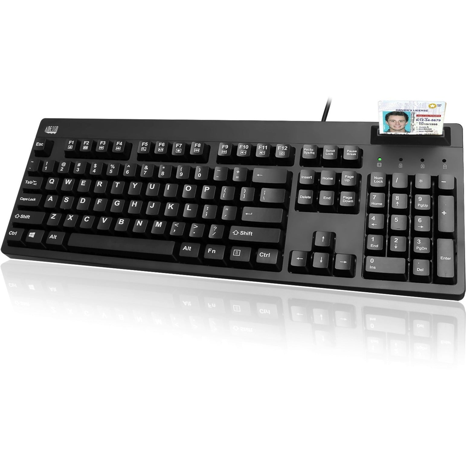 Adesso AKB-630SB-TAA Clavier avec Lecteur de Carte Intelligent EasyTouch 630SB-TAA Conforme TAA