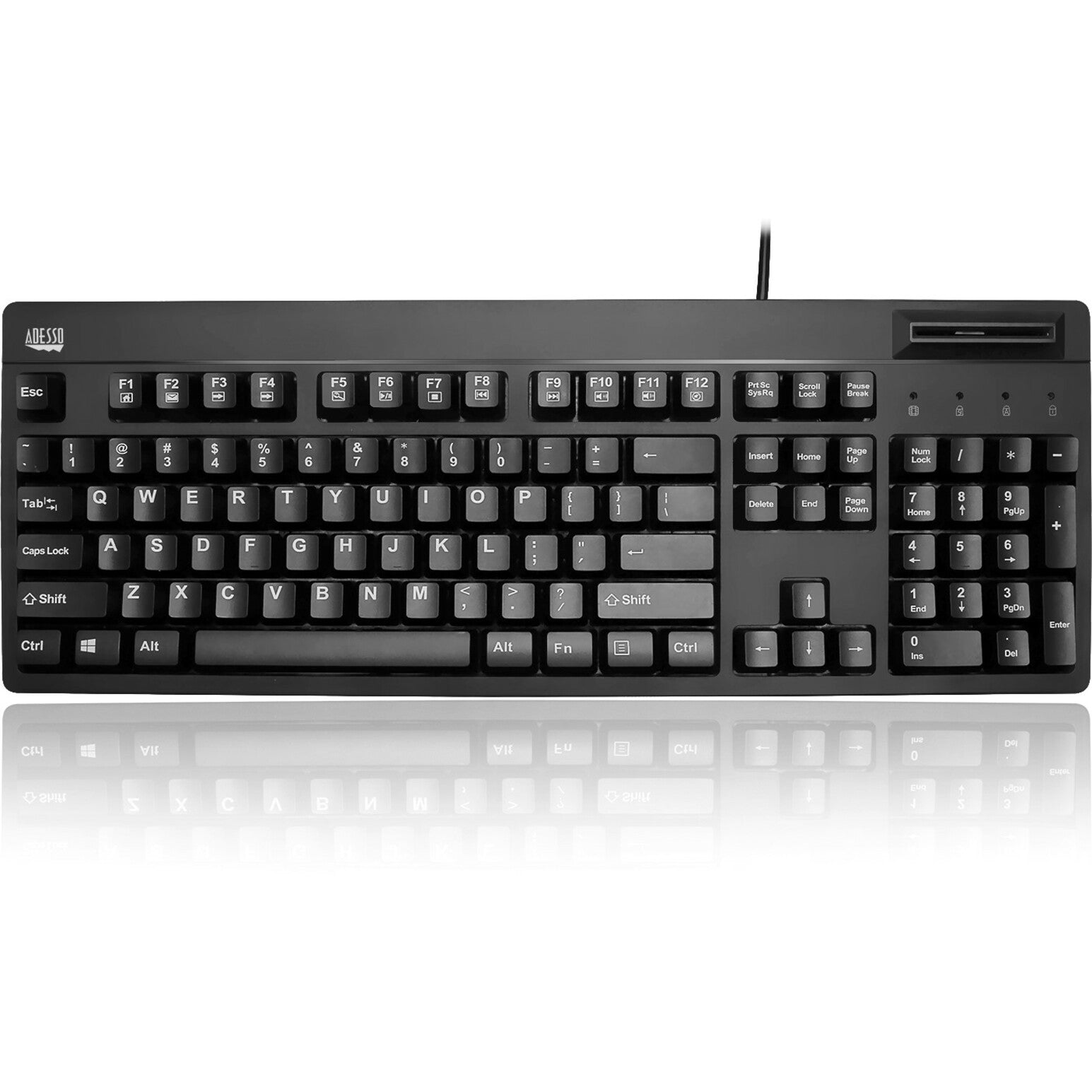 Adesso AKB-630SB-TAA EasyTouch 630SB-TAA Smart Card Reader Keyboard, TAA Compliant