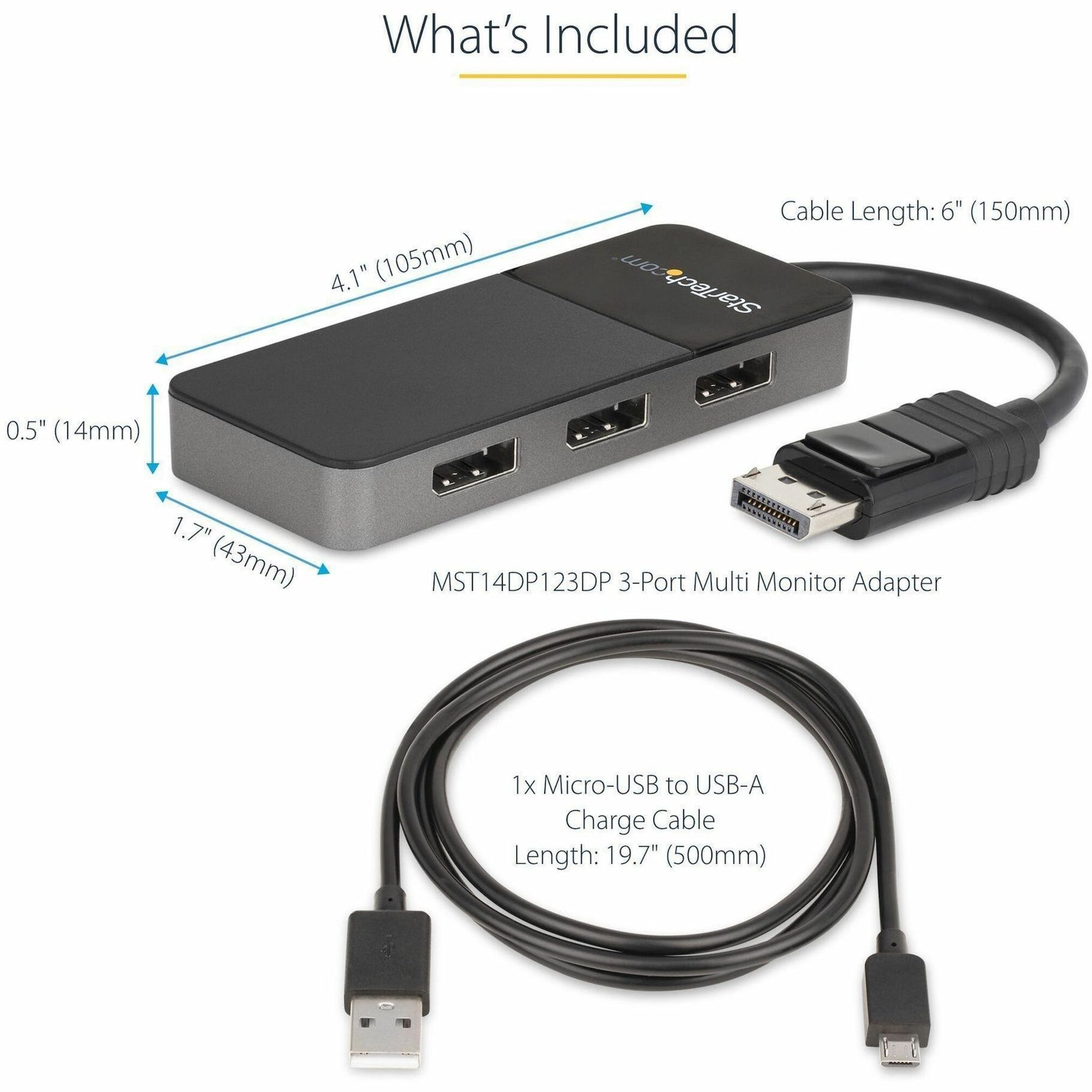 StarTech.com MST14DP123DP 3-Port DisplayPort MST Hub - DP 1.4, 3 x