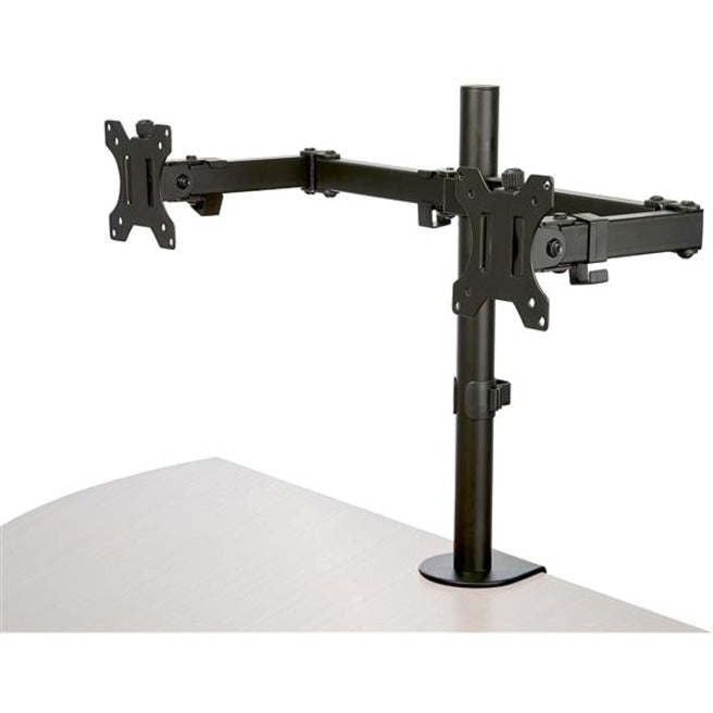 Side view of StarTech.com dual monitor mount with articulating arm in angled position