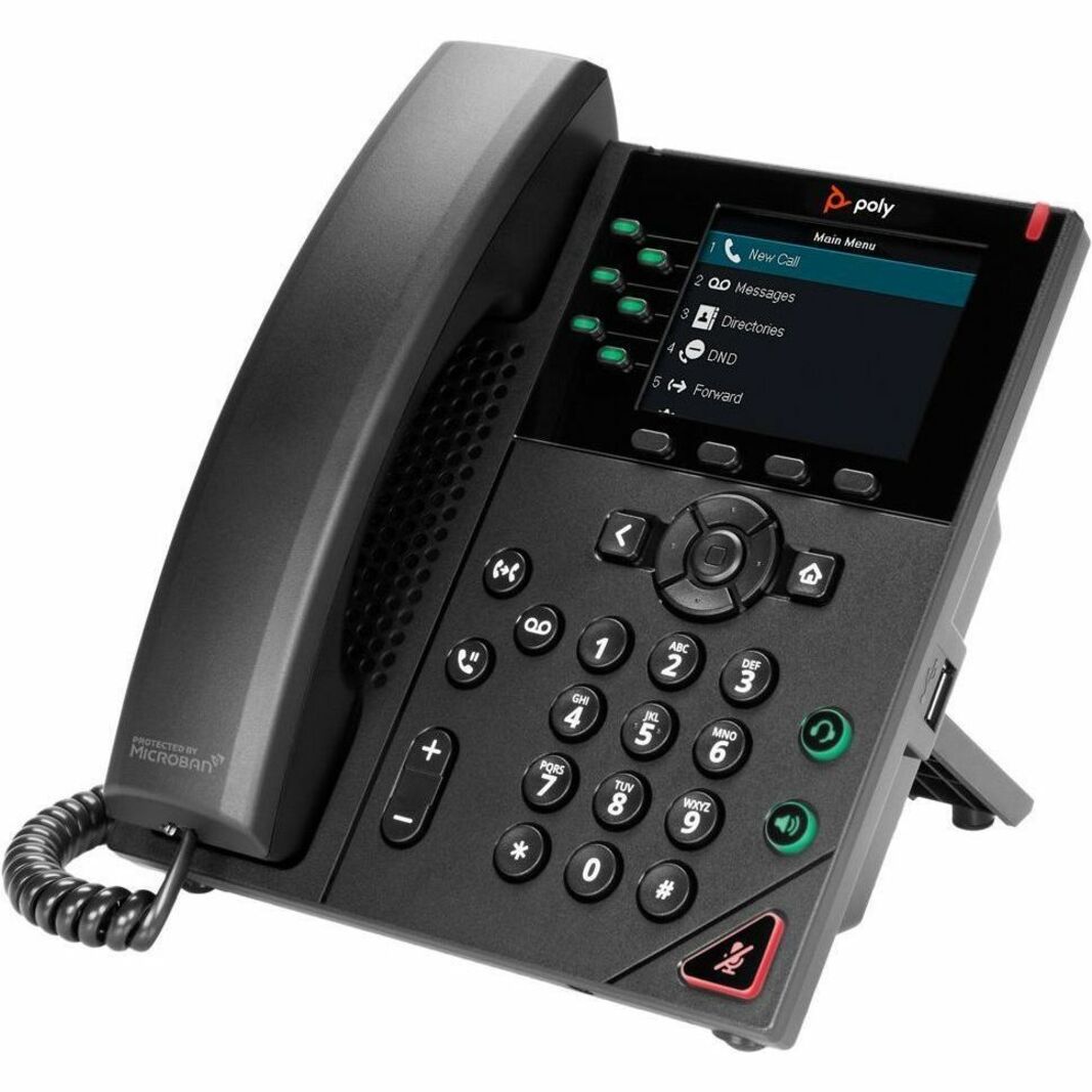 Poly 2200-48830-001 VVX 350 Business IP Phone, Energy Star, TAA Compliant, USB, RJ-45, 2 Network Ports, Caller ID, Speakerphone, VoIP, Corded