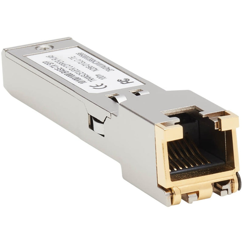 Front view of Tripp Lite N286-01GLC-TE SFP transceiver showing RJ45 port interface