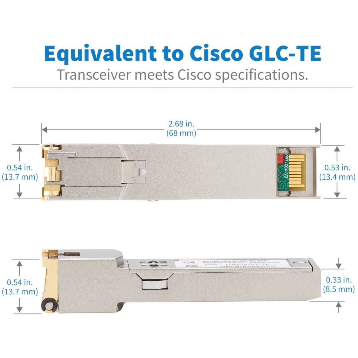 Tripp Lite N286-01GLC-TE Cisco SFP (mini-GBIC) Module 1000Base-TX Gigabit Ethernet Twisted Pair Hot-swappable   トリップライト N286-01GLC-TE シスコ SFP（mini-GBIC）モジュール、1000ベースTX、ギガビットイーサネット、ツイストペア、ホットスワップ