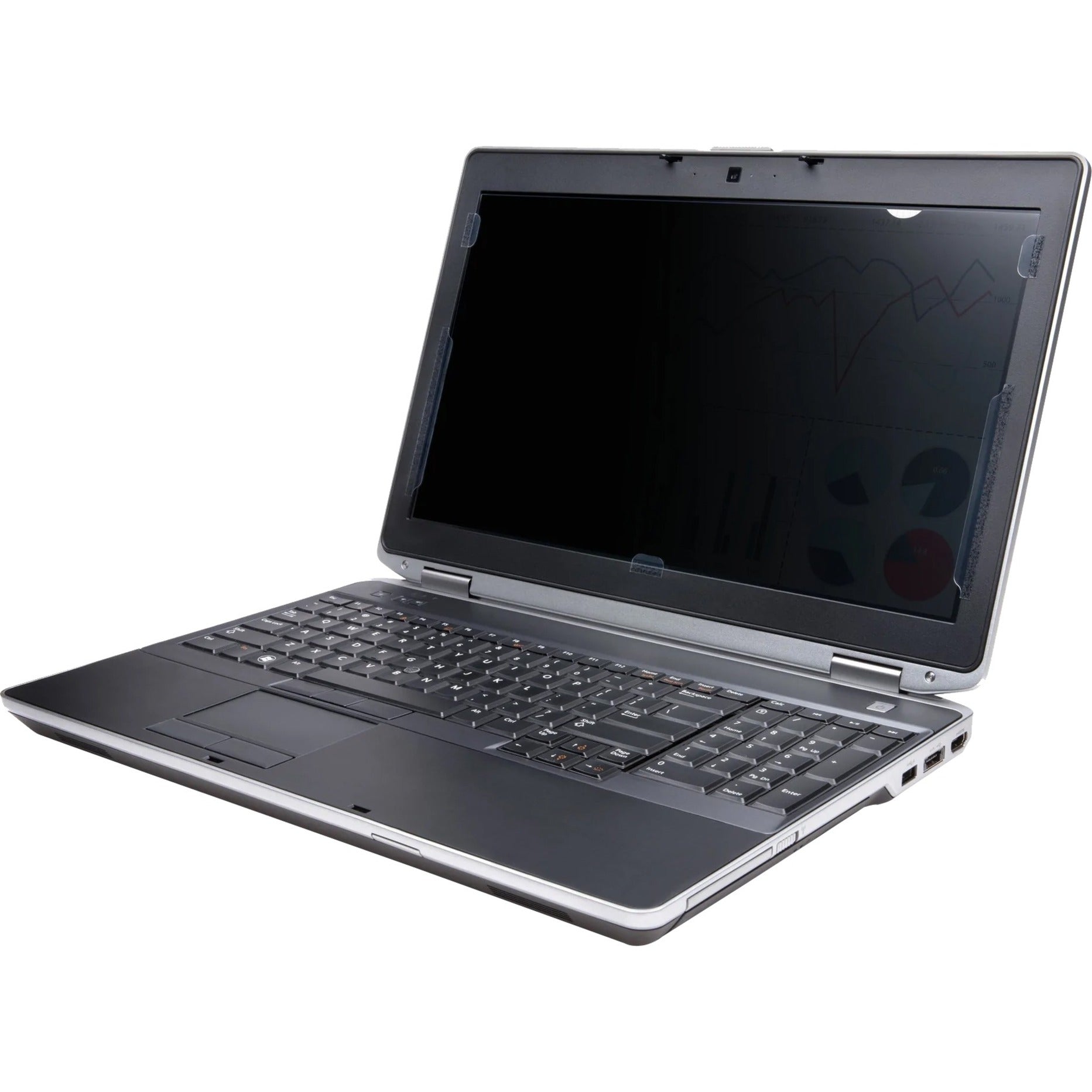 Angled view of laptop with privacy screen showing professional design integration-alternate-image4