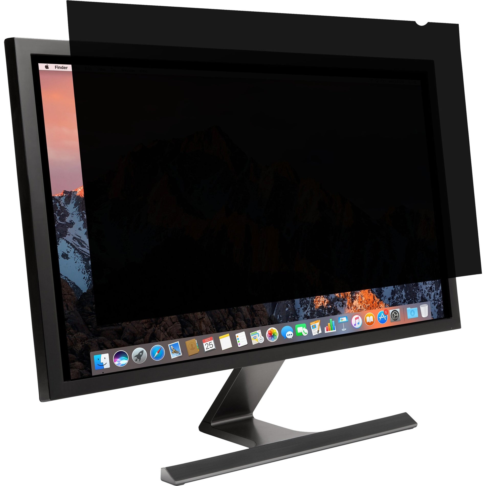 26-inch monitor with privacy screen installed showing darkened view from side angle-alternate-image2