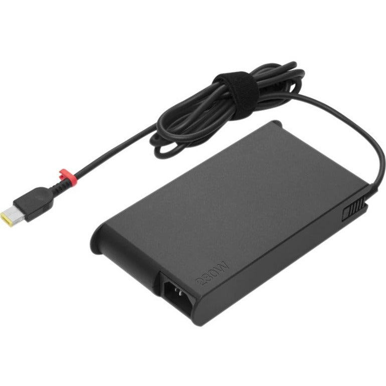 Lenovo ThinkPad 230W Slim AC adapter with rectangular body and integrated cable with specialized connector tip