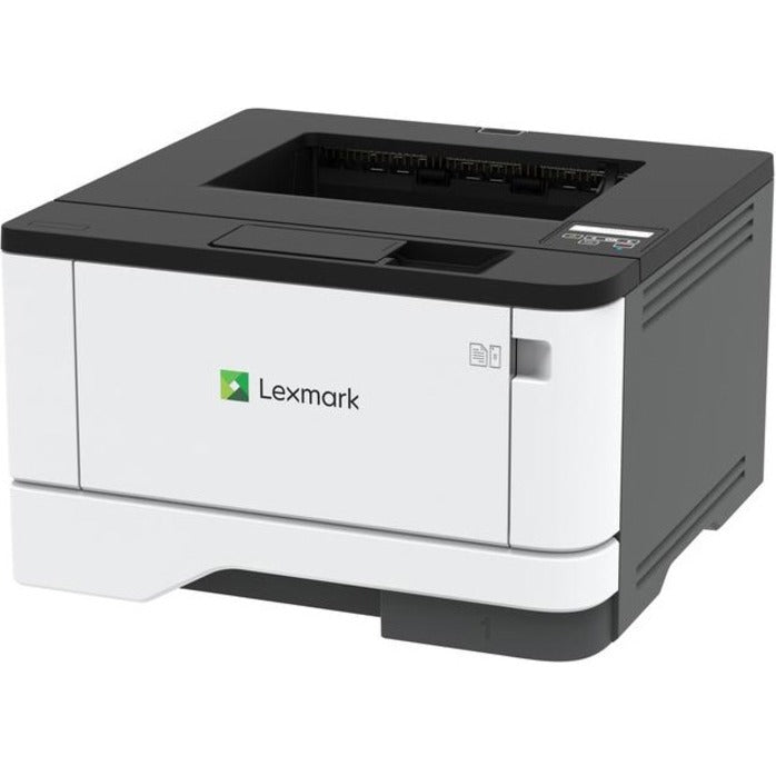 Side angle view of Lexmark MS431DW showing connectivity ports and ventilation