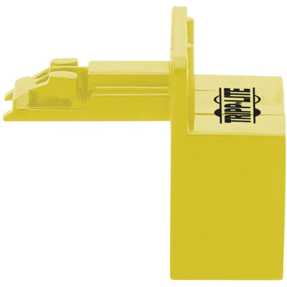 Side view of yellow RJ45 port locking insert showing locking mechanism-alternate-image4