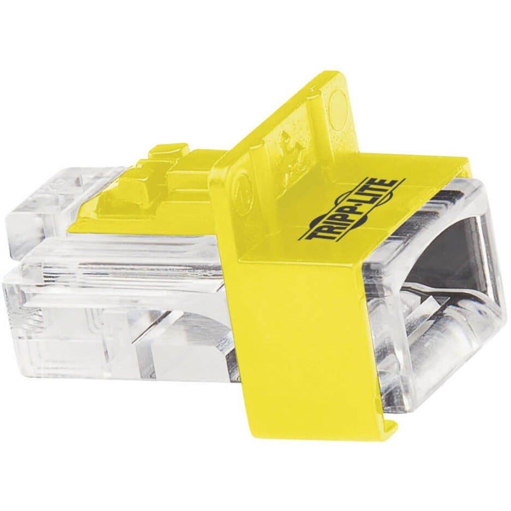 Detailed close-up of yellow RJ45 port locking insert showing transparent housing-alternate-image6